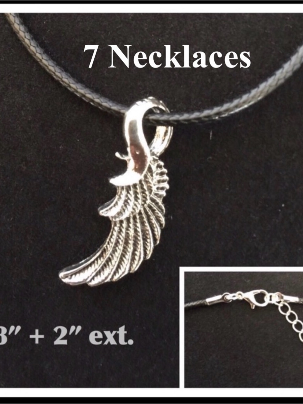 Bundle of 7 angel wing necklaces, new